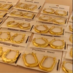 Elegant Gold Stainless Steel Hoop Earrings